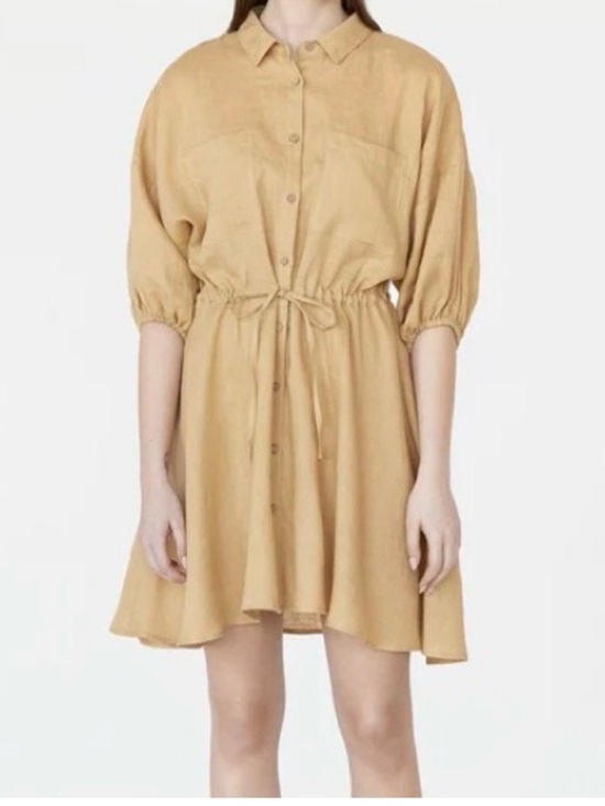 Magic Linen Dresses & Skirts - Magic Linen Julien 100% Linen Shirt Dress Button Front Tie Waist Casual L/XL